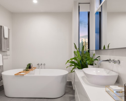 Clean white bathroom design